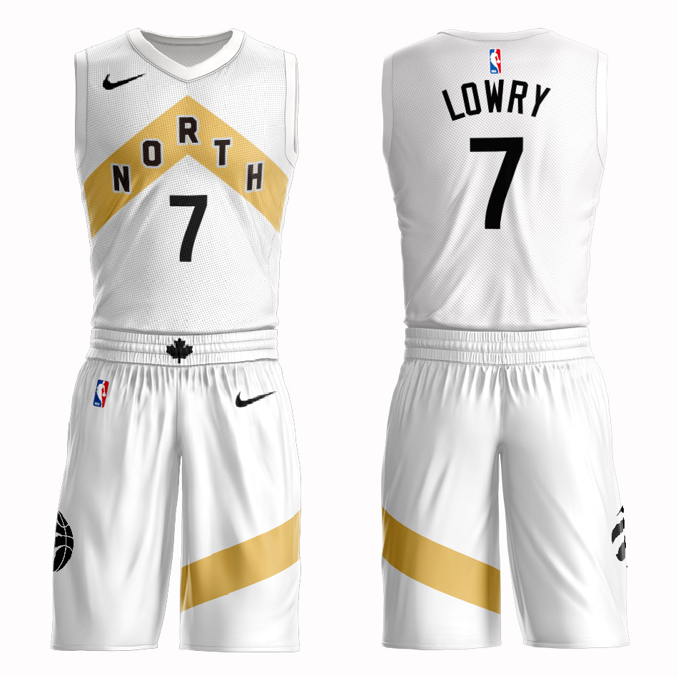 Customized 2019 Men Toronto Raptors 7 Lowry white NBA Nike jersey